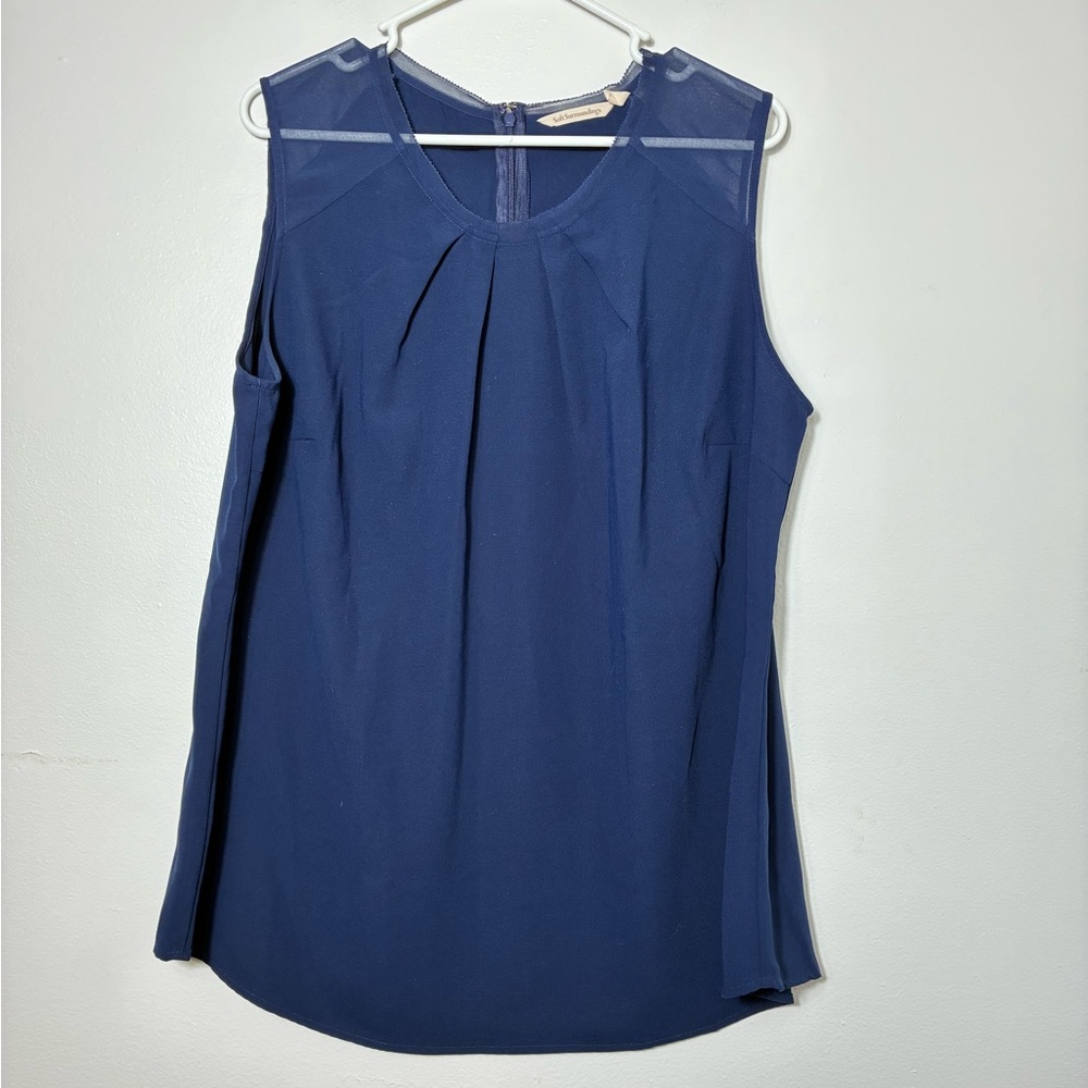 Soft surroundings 1XL Sleeveless Blouse Navy Blue Office Preppy Career
